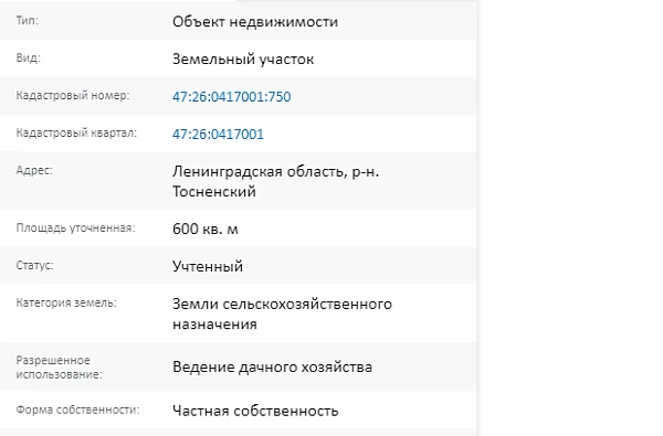 Скрин ЕГРН Онлайн