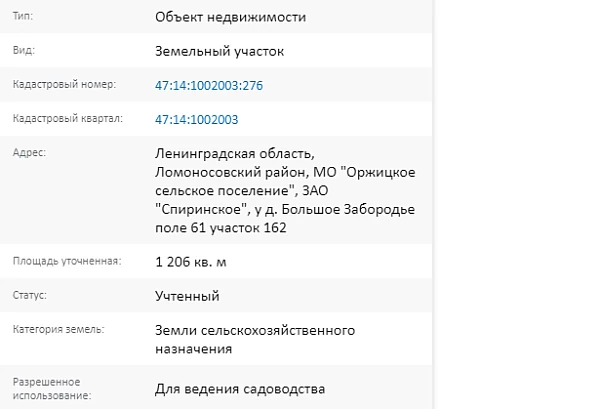 Скрин ЕГРН Онлайн