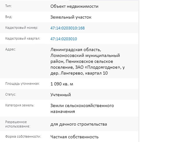 Скрин ЕГРН Онлайн