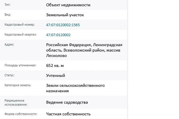Скрин ЕГРН Онлайн