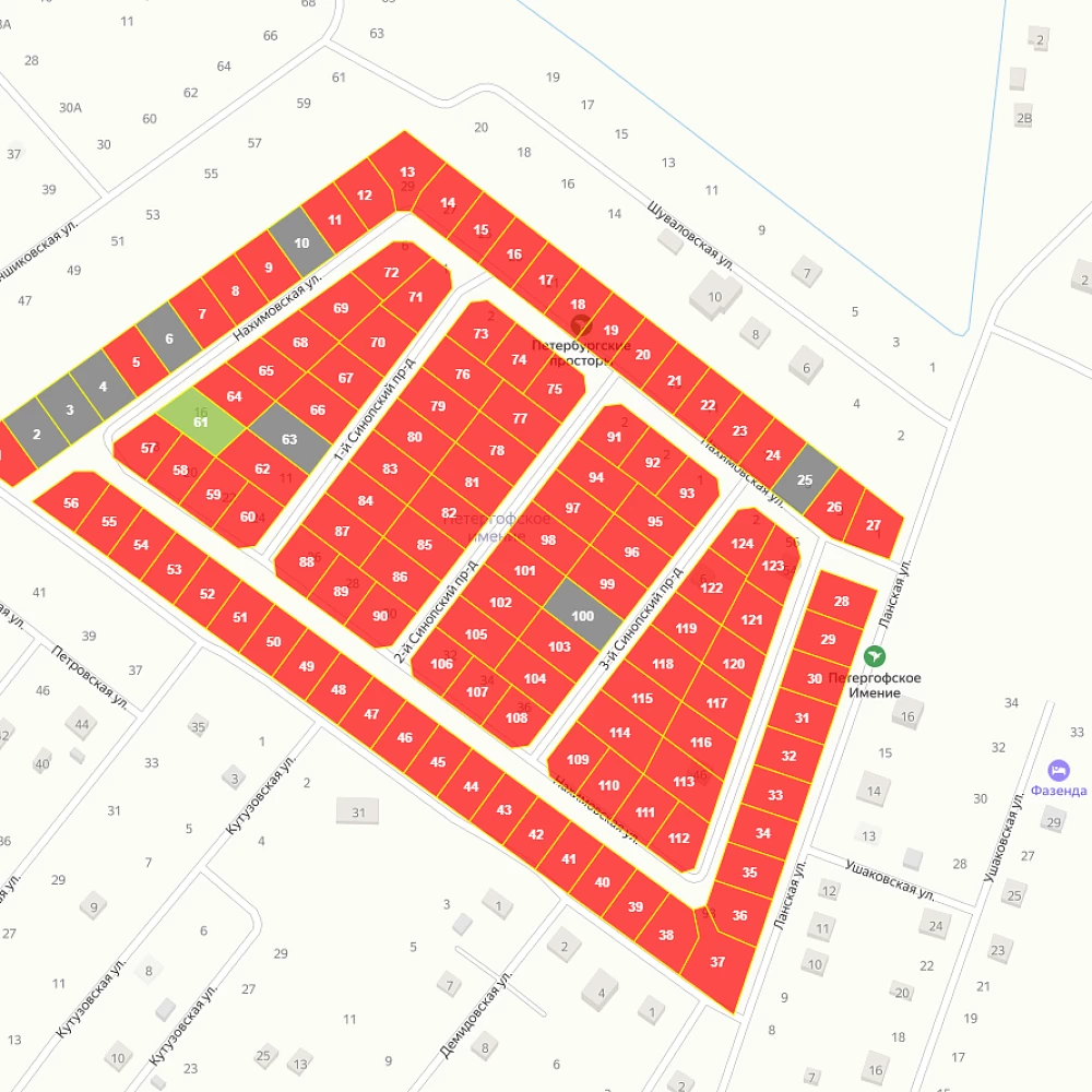 План поселка Петергофское имение