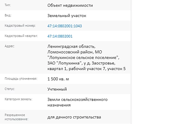 Скрин ЕГРН Онлайн
