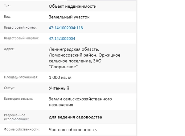 Скрин ЕГРН Онлайн