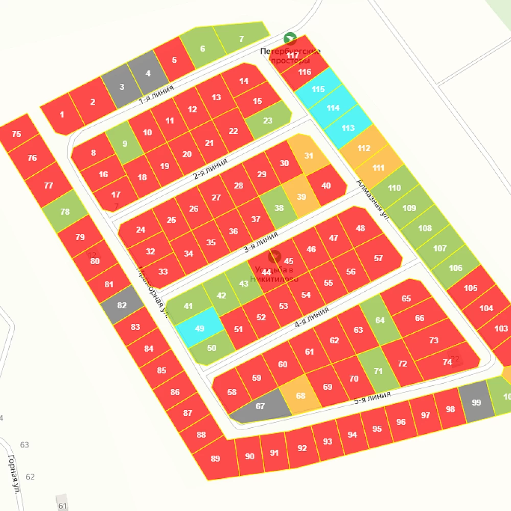 План поселка Усадьба в Никитилово