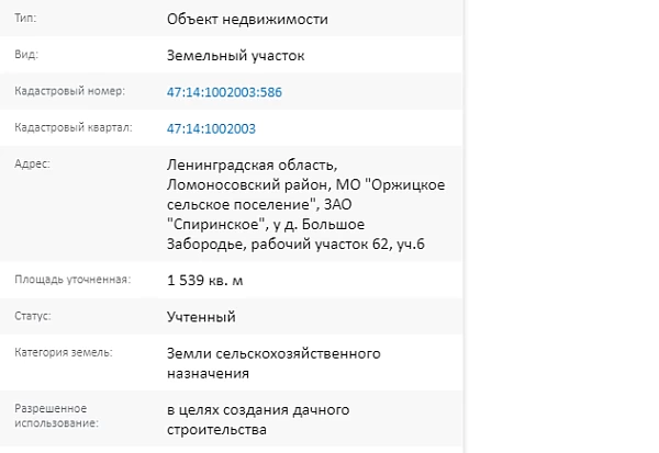 Скрин ЕГРН Онлайн
