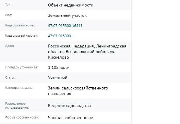 Скрин ЕГРН Онлайн