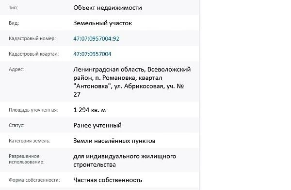 Скрин ЕГРН Онлайн